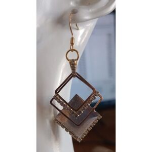 Smoky Gray Sparkle Rhinestone Dangle Earrings‎